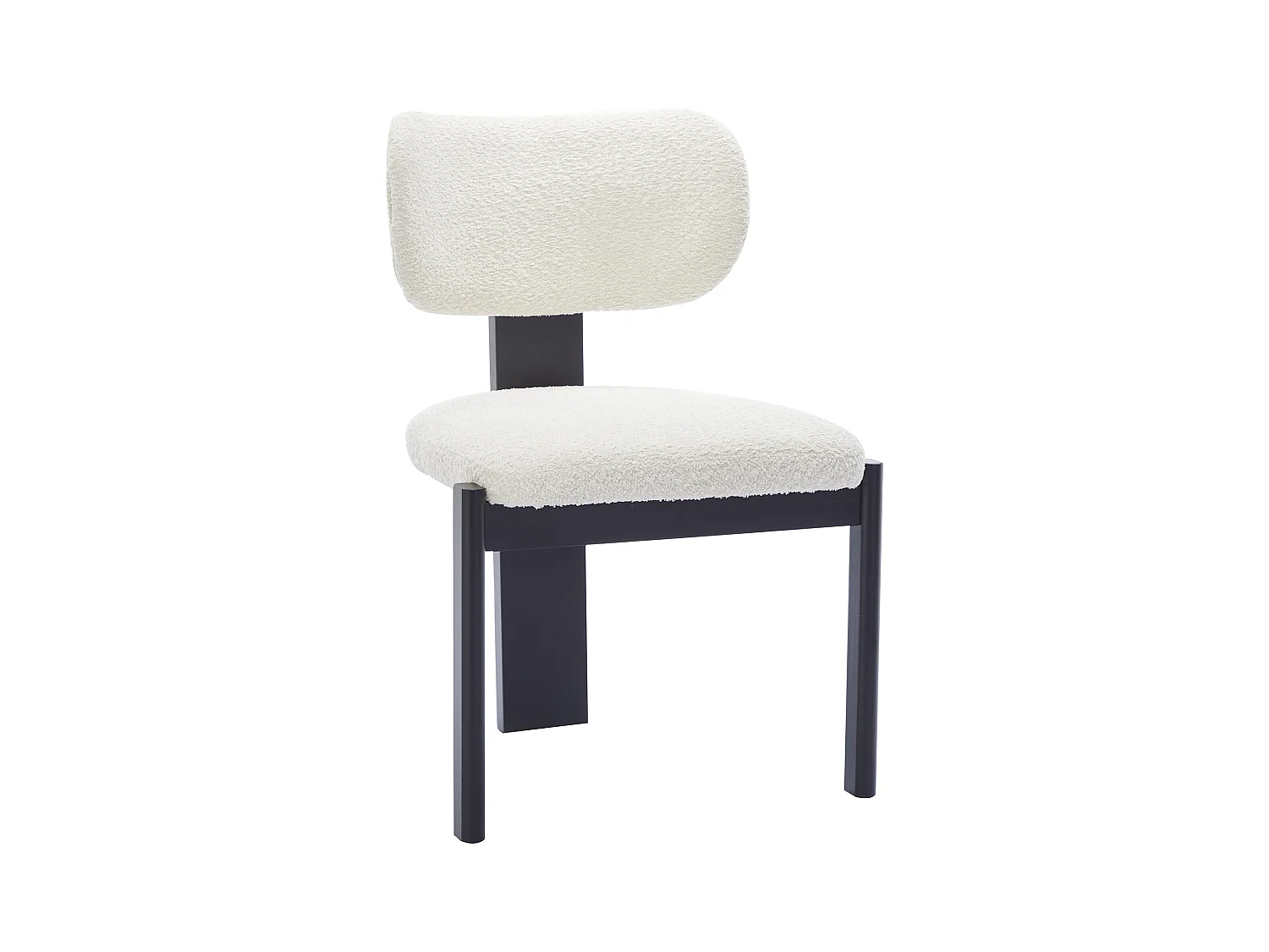 Set van 6 stoelen van boucléstof en heveahout - Zwart en wit - WILANA