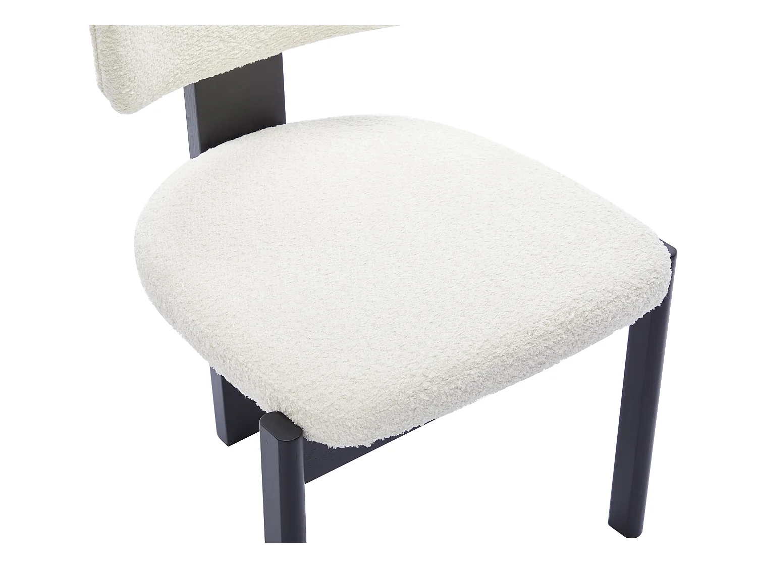 Set van 6 stoelen van boucléstof en heveahout - Zwart en wit - WILANA