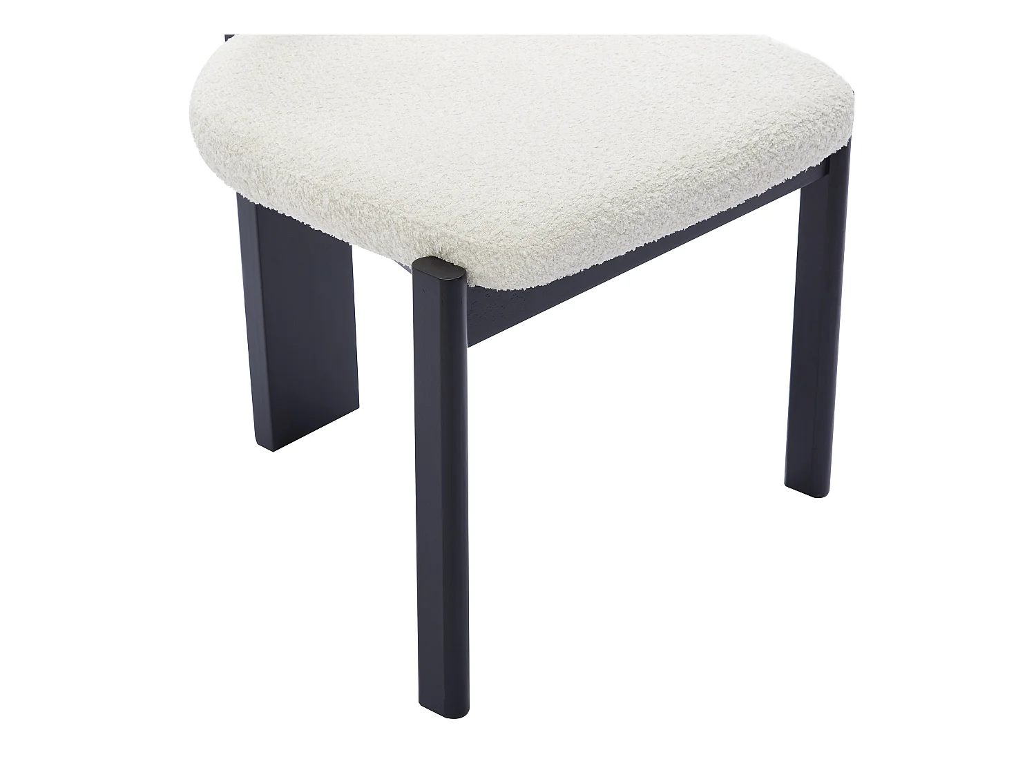 Set van 6 stoelen van boucléstof en heveahout - Zwart en wit - WILANA