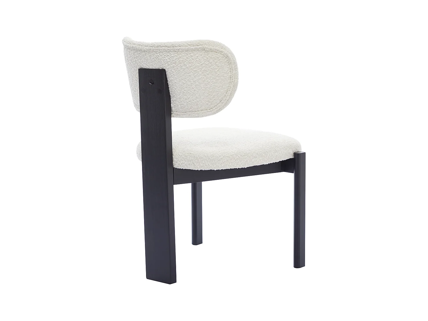 Set van 6 stoelen van boucléstof en heveahout - Zwart en wit - WILANA