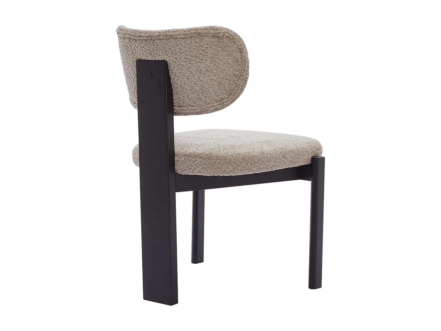 Juego de 6 sillas en tejido bouclé y madera de hevea - Gris topo y negro - WILANA