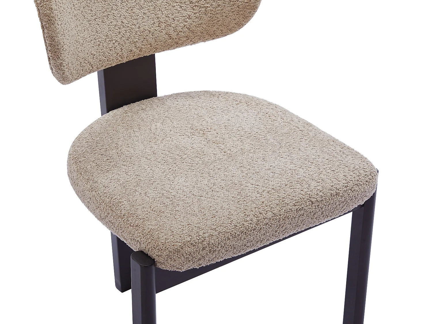 Juego de 6 sillas en tejido bouclé y madera de hevea - Gris topo y negro - WILANA