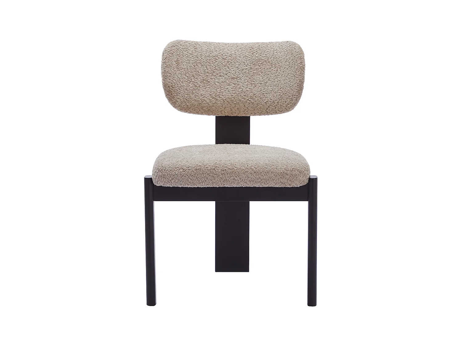 Set van 6 stoelen van boucléstof en heveahout - Taupegrijs en zwart - WILANA