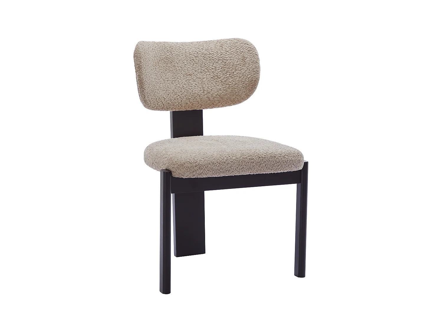 Set van 6 stoelen van boucléstof en heveahout - Taupegrijs en zwart - WILANA