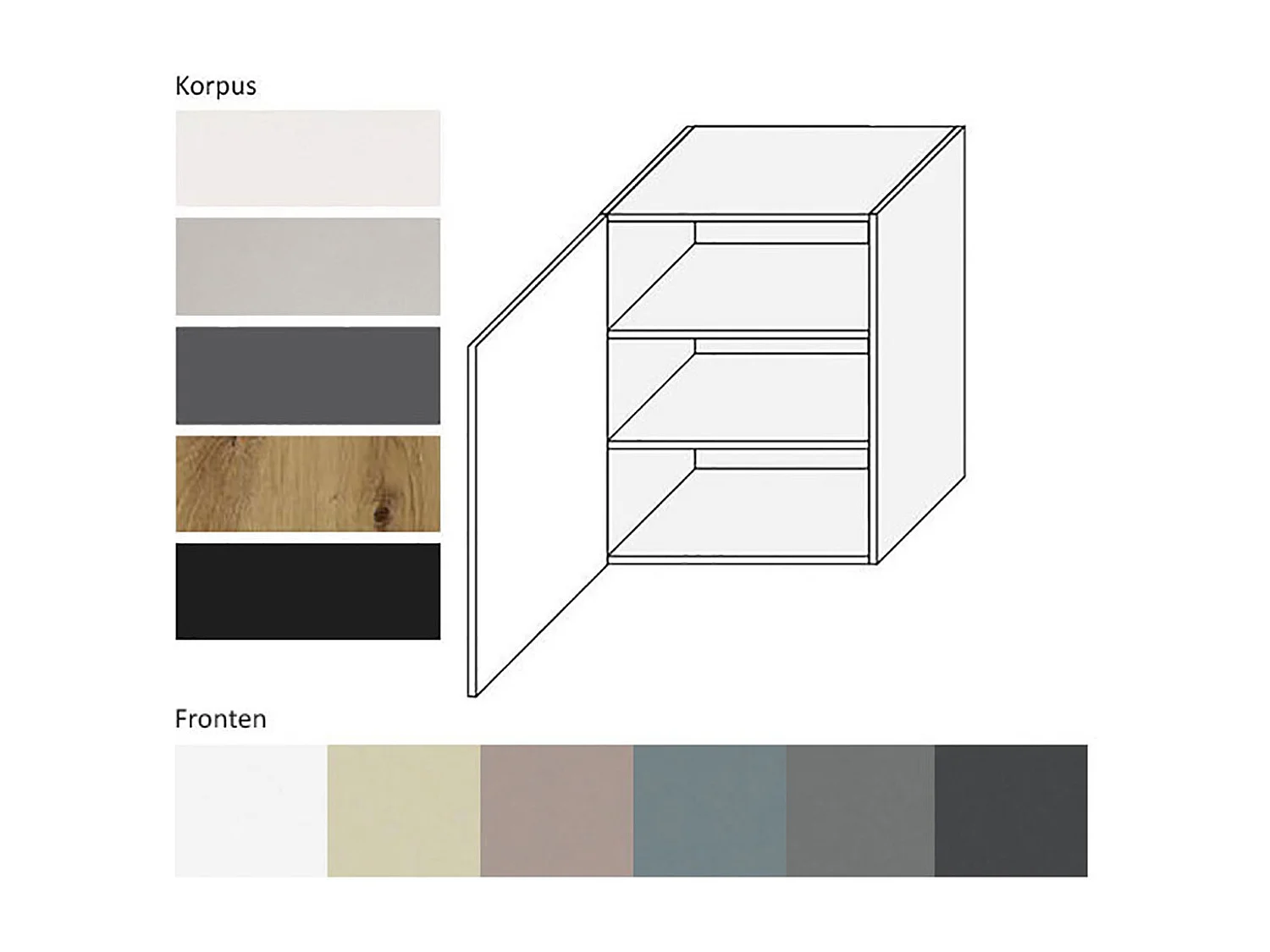 KÜCHENHÄNGESCHRANK Kvantum W2/60 Dust Grey Matt / Grau Matt 60 / 32,5 / 72cm