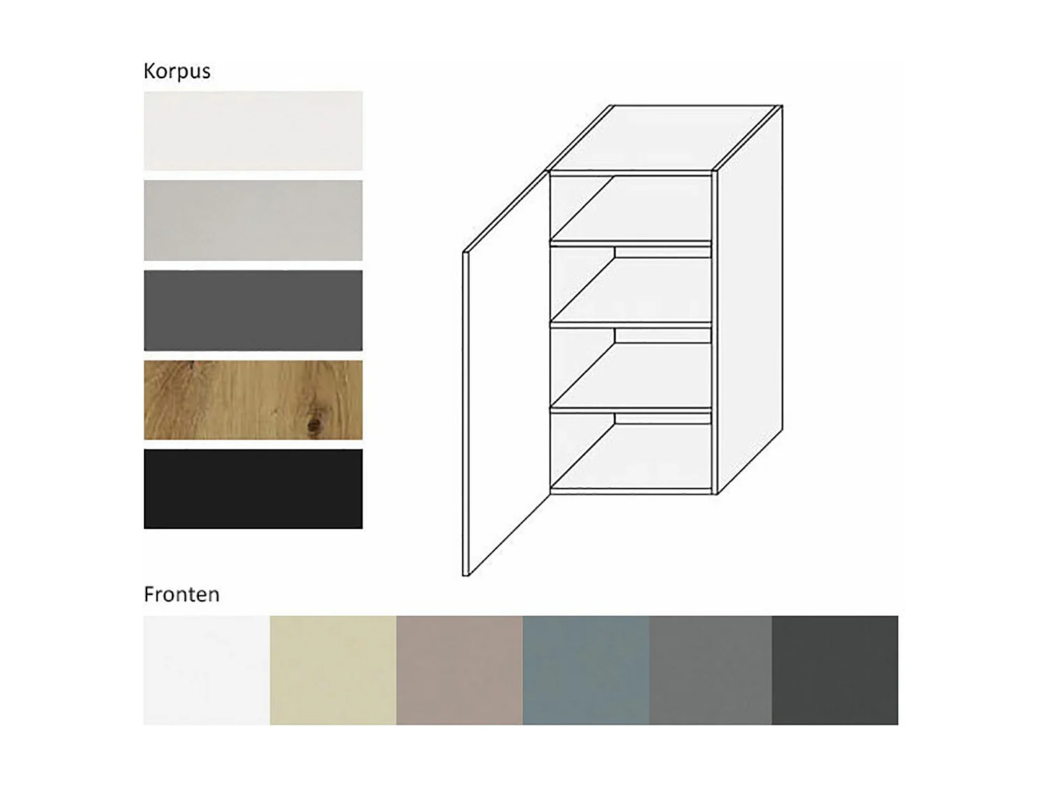 KÜCHENHÄNGESCHRANK Kvantum W4/45 Weiß Matt / Schwarz Matt 45 / 32,5 / 96cm