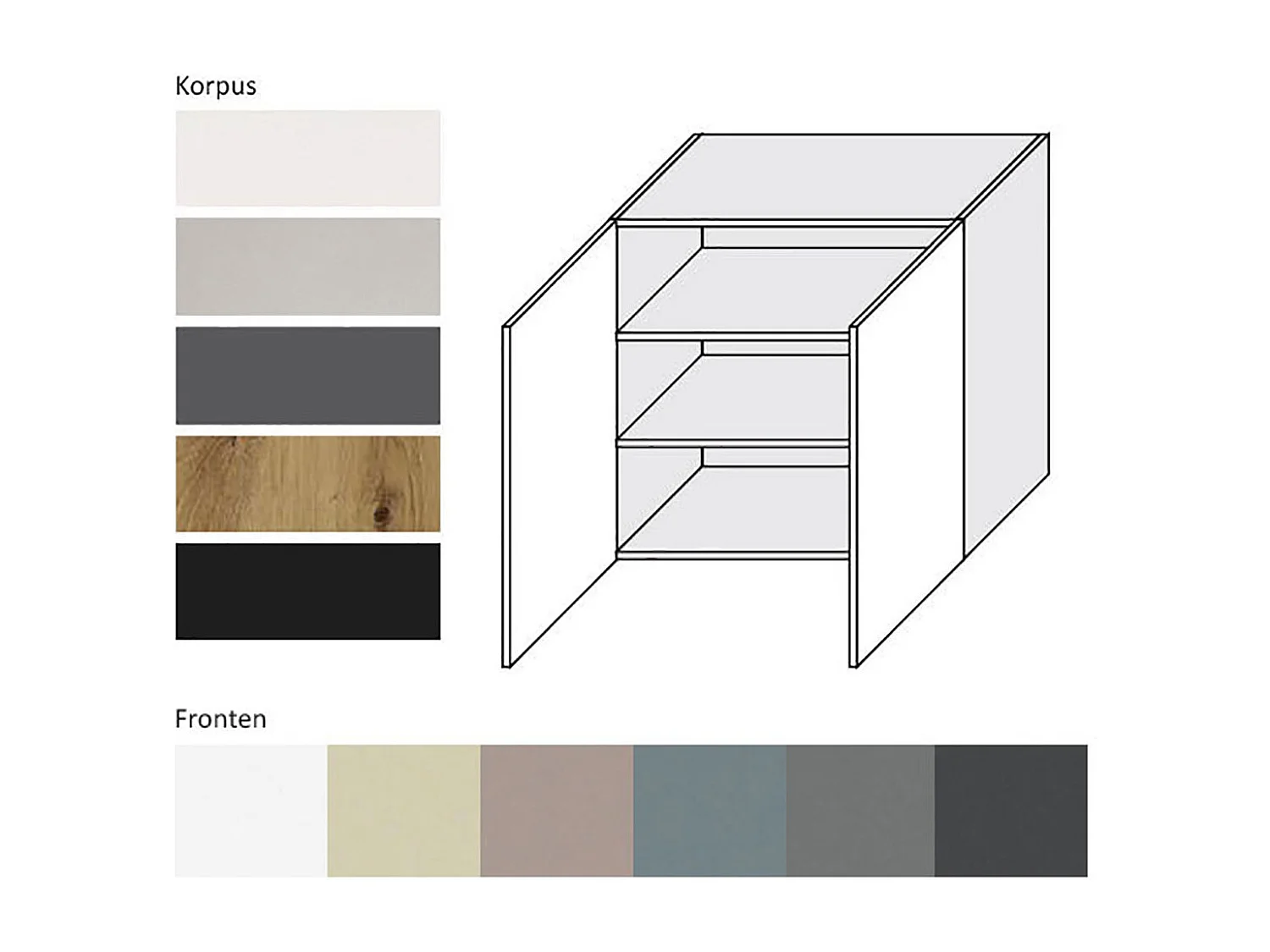 KÜCHENHÄNGESCHRANK Kvantum W3/80 Dust Grey Matt / Weiß Matt 80 / 32,5 / 72cm