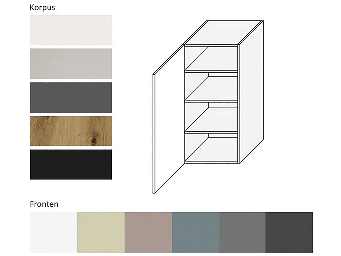 KÜCHENHÄNGESCHRANK Kvantum W4/40 Mint Matt / Eiche Artisan Matt 40 / 32,5 / 96cm