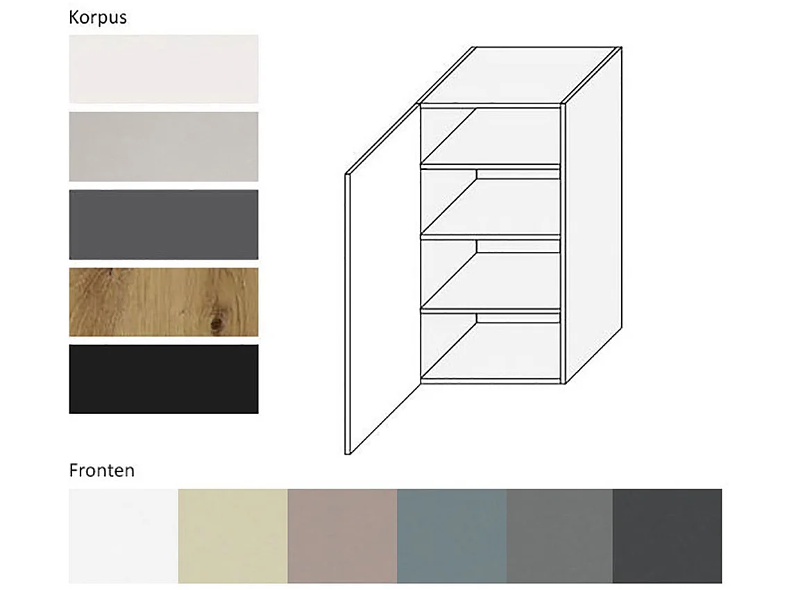 KÜCHENHÄNGESCHRANK Kvantum W4/45 Vanille Matt / Lava Matt 45 / 32,5 / 96cm