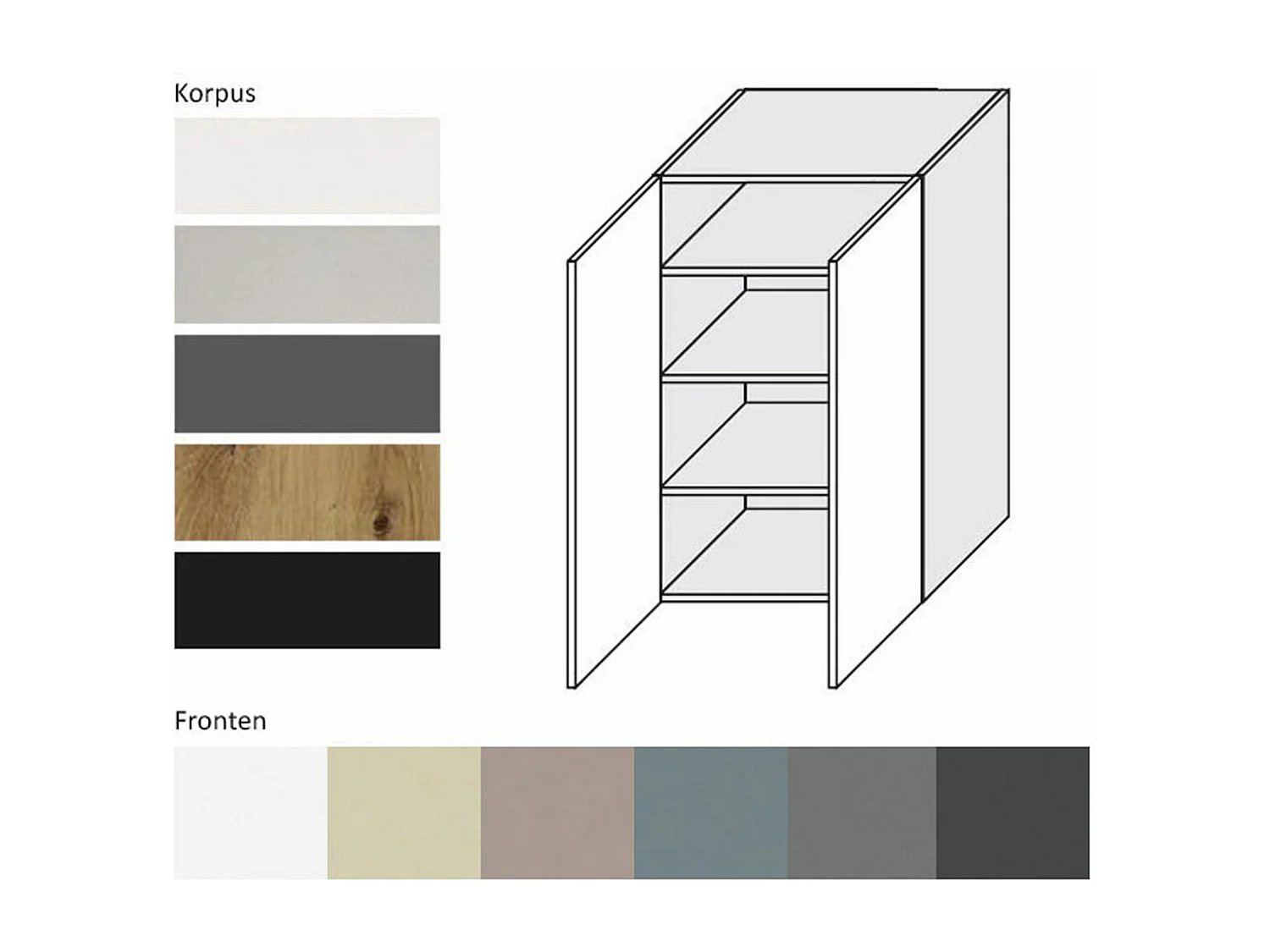 KÜCHENHÄNGESCHRANK Kvantum W4/60 Weiß Matt / Grau Matt 60 / 32,5 / 96cm