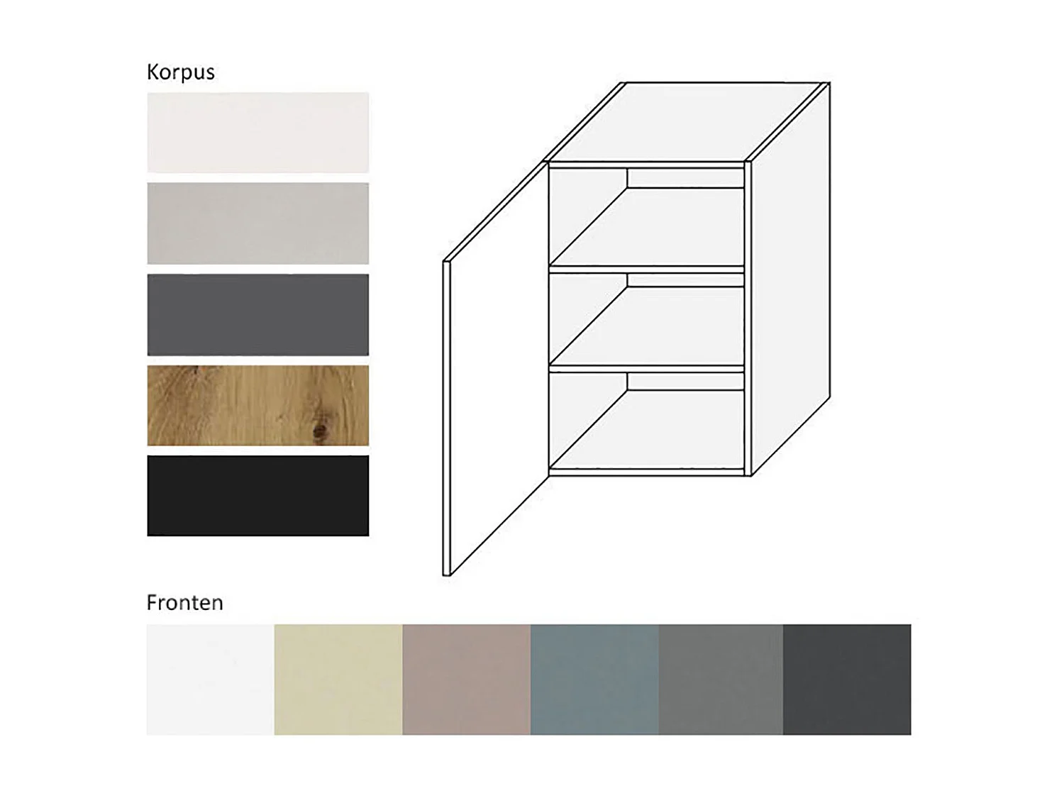 KÜCHENHÄNGESCHRANK Kvantum W2/50 Dust Grey Matt / Eiche Artisan Matt 50 / 32,5 / 72cm