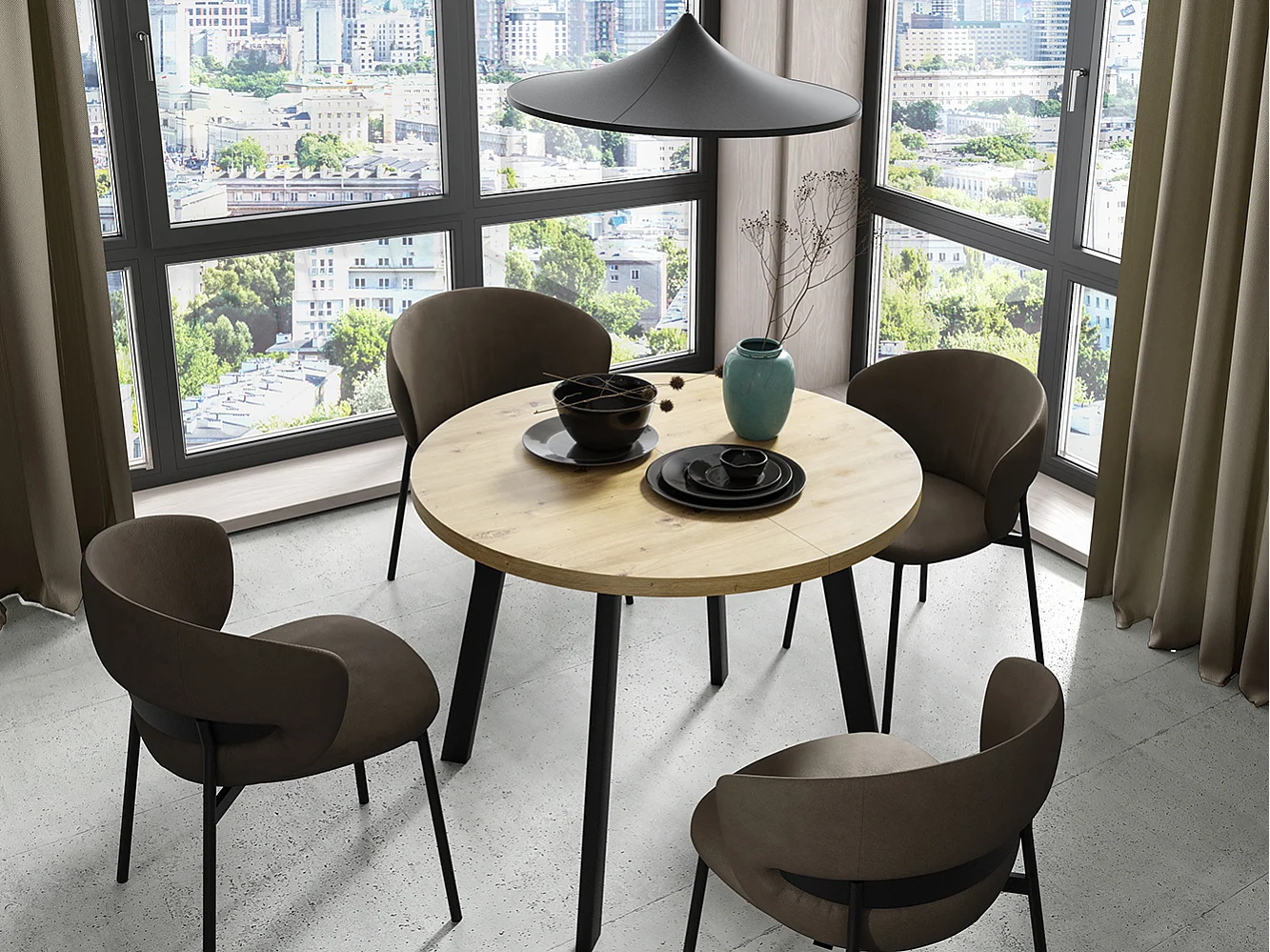 ESSTISCH Yavin Gold Craft Eiche / Schwarz 100/176 / 100 / 76cm