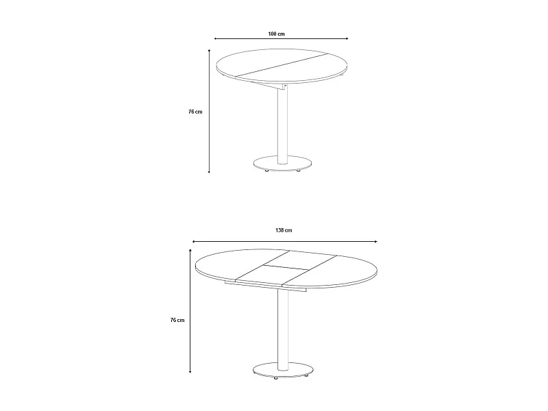 ESSTISCH Borte Gold Craft Eiche / Schwarz 100/138 / 100 / 76cm