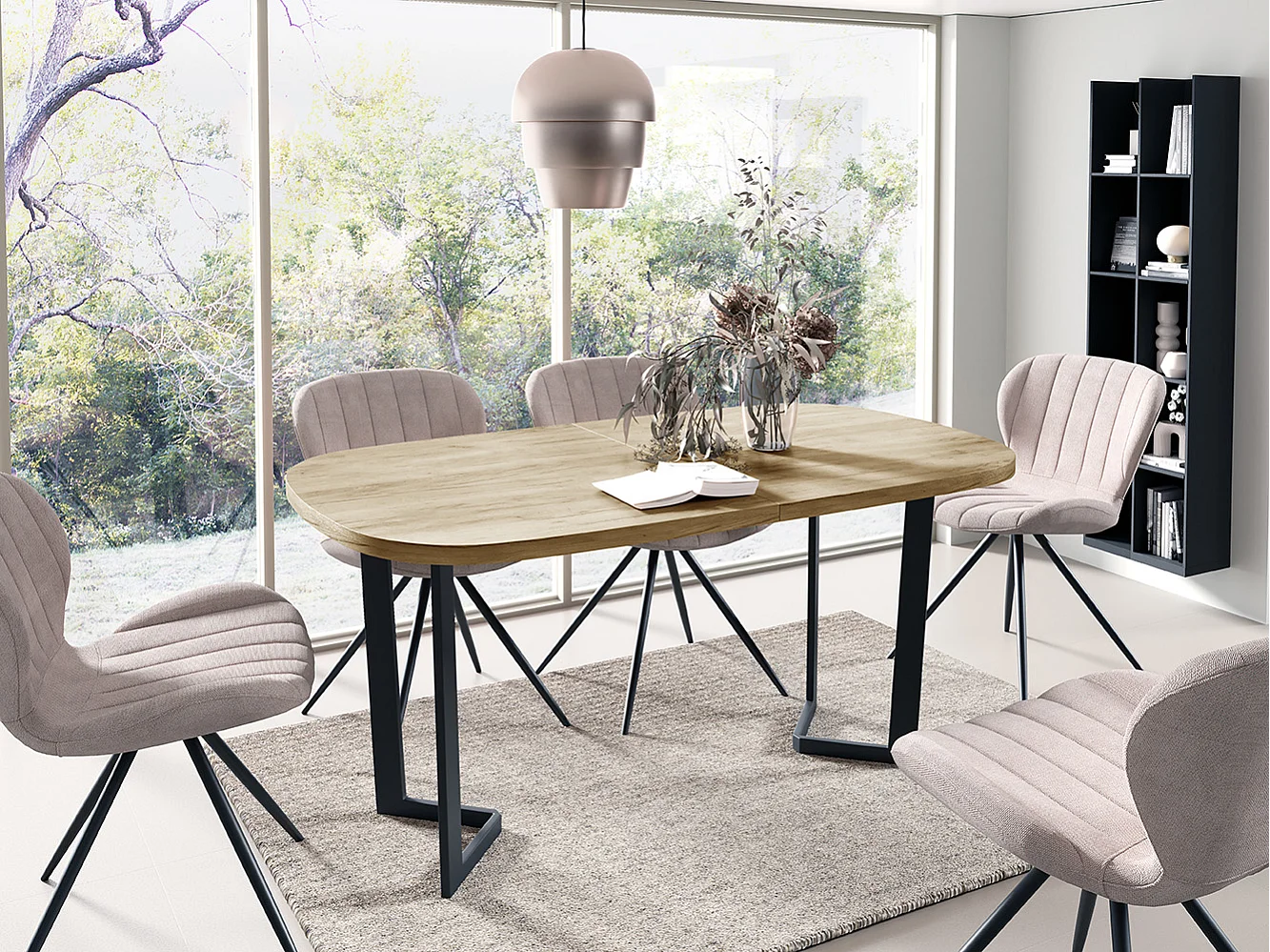 ESSTISCH Padme 120 Gold Craft Eiche / Schwarz 120/220 / 80 / 76cm