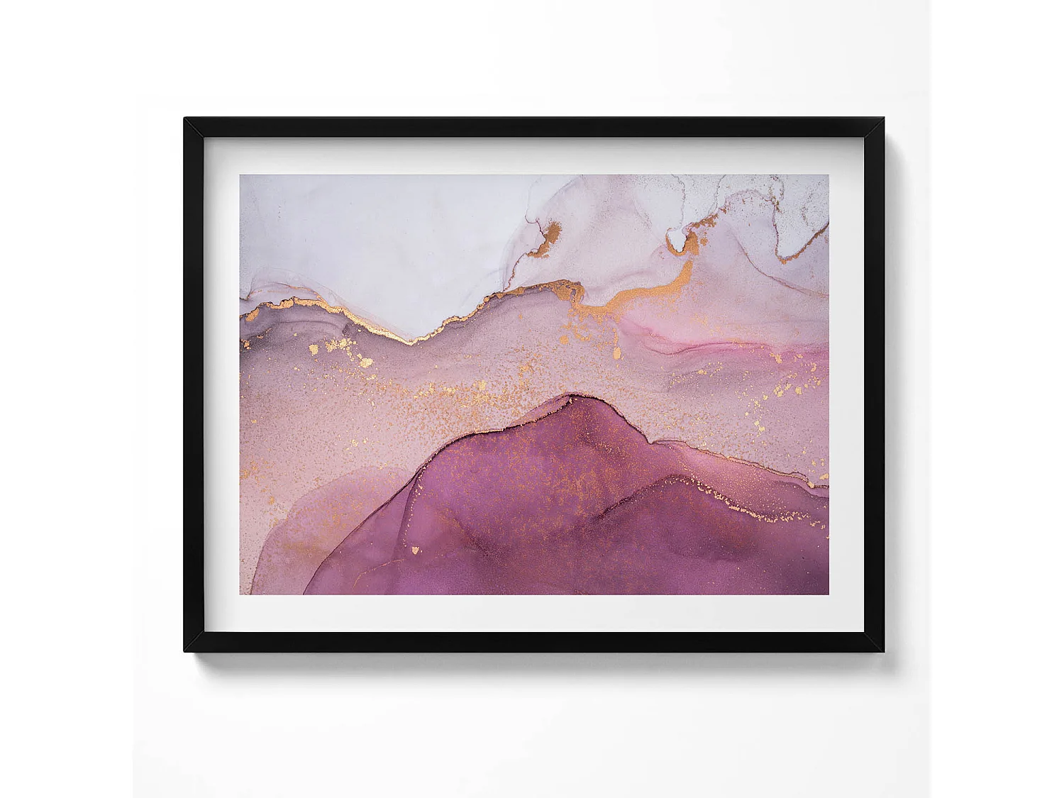 Dekoratives Gemälde mit schwarzem Rahmen, Rosa Abstraktion mit Gold 80 x 60 cm – Perfekt für das Wohn- oder Schlafzimmer