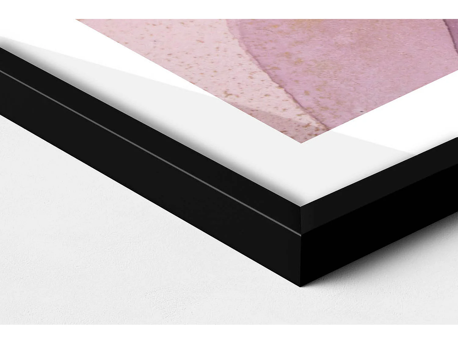 Dekoratives Gemälde mit schwarzem Rahmen, Rosa Abstraktion mit Gold 100 x 70 cm – Perfekt für das Wohn- oder Schlafzimmer