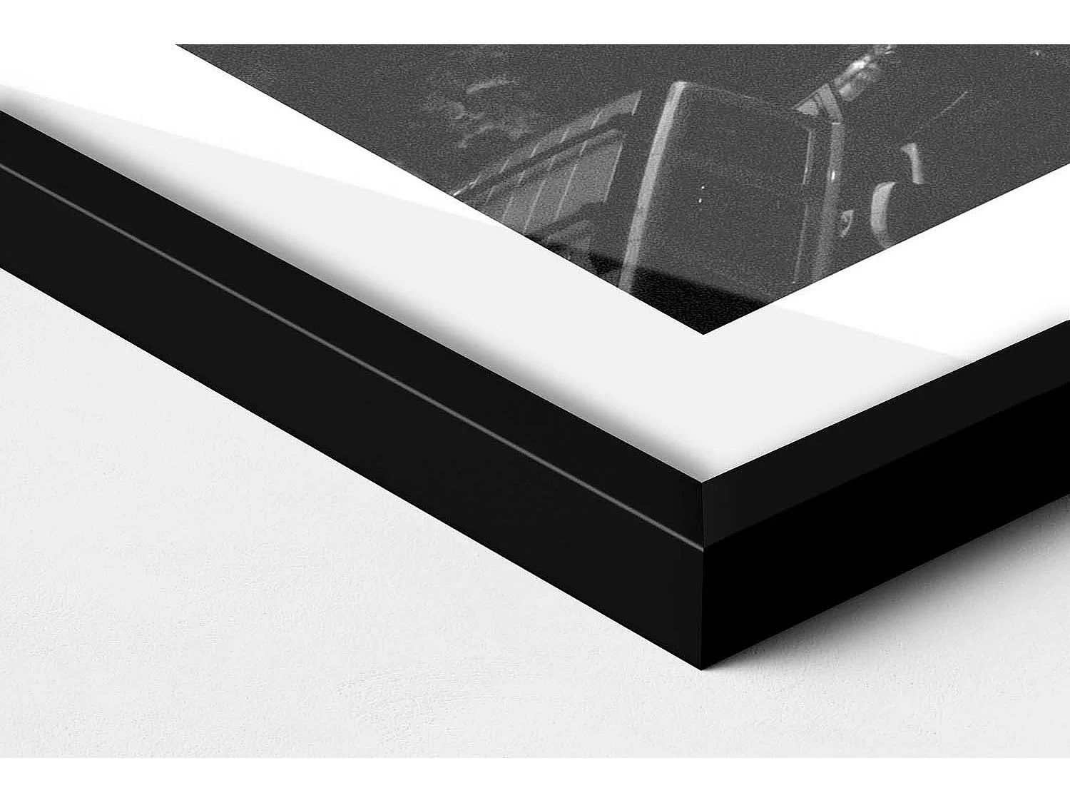 Dekoratives Gemälde mit schwarzem Rahmen, Schwarz-weiße Straßen von Chicago 100 x 70 cm – Perfekt für das Wohn- oder Schlafzimmer