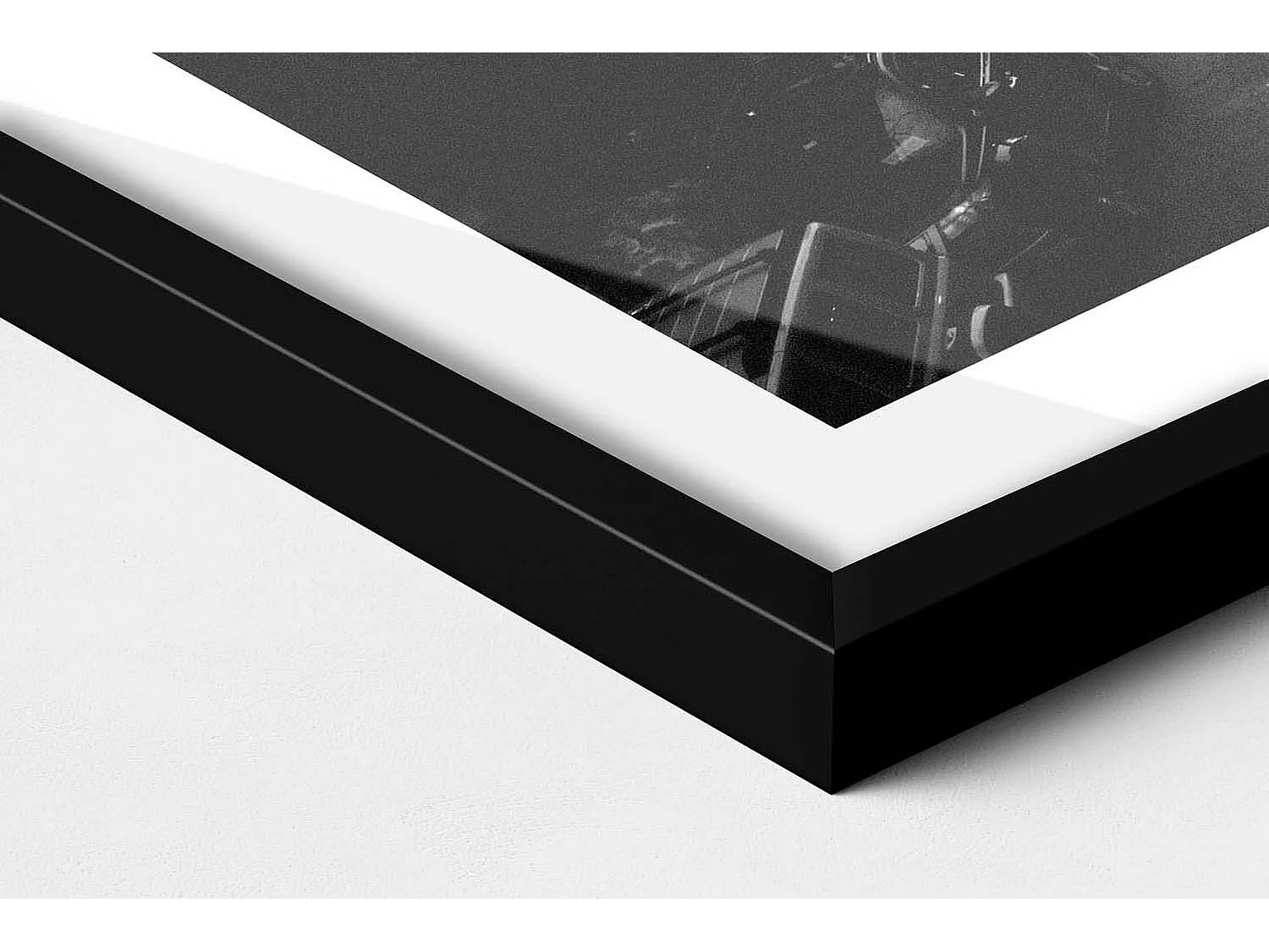 Dekoratives Gemälde mit schwarzem Rahmen, Schwarz-weiße Straßen von Chicago 70 x 50 cm – Perfekt für das Wohn- oder Schlafzimmer