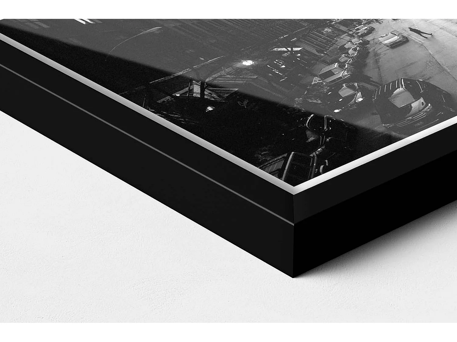 Tableau décoratif avec cadre noir, Rues noires et blanches de Chicago 30 x 20 cm – Parfait pour le salon ou la chambre