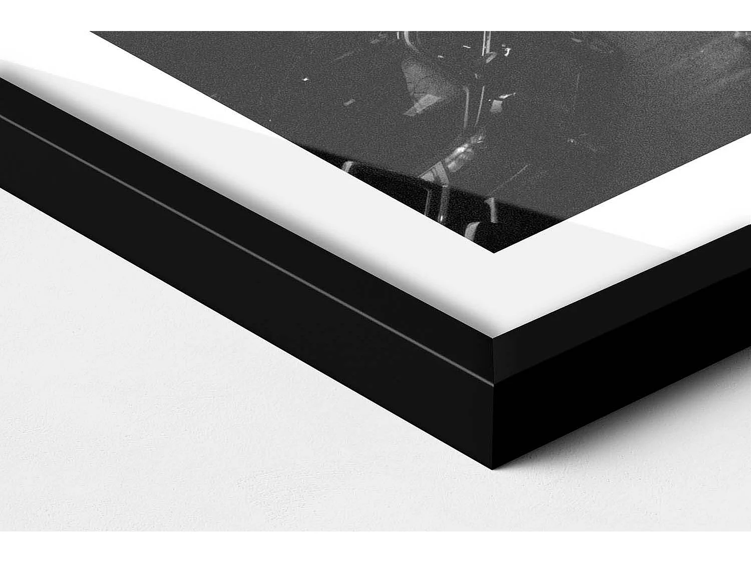 Tableau décoratif avec cadre noir, Rues noires et blanches de Chicago 80 x 60 cm– Parfait pour le salon ou la chambre