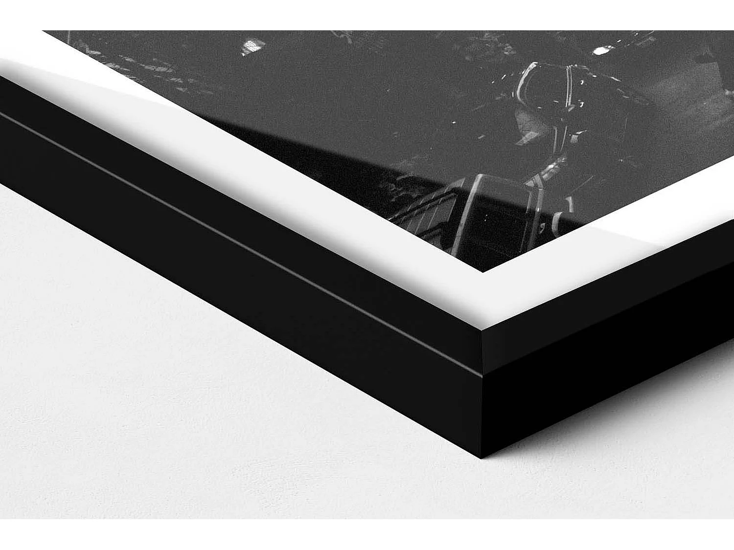 Dekoratives Gemälde mit schwarzem Rahmen, Schwarz-weiße Straßen von Chicago 60 x 40 cm – Perfekt für das Wohn- oder Schlafzimmer