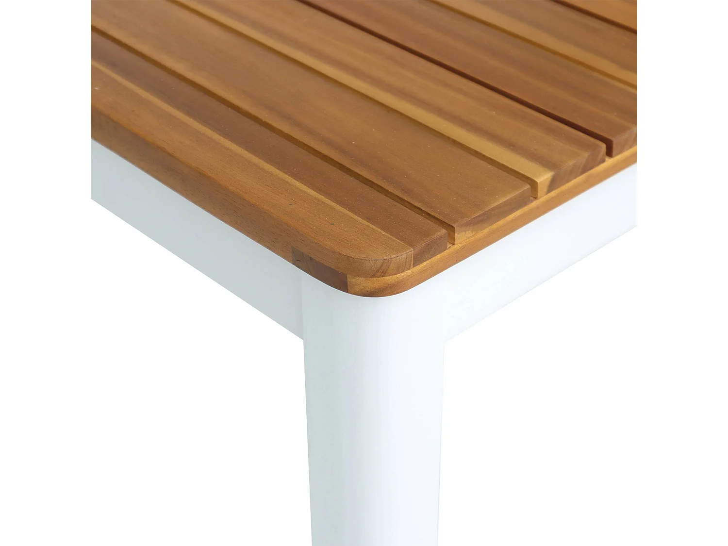 Table de jardin SENORA acacia blanc avec coins arrondis. 8 places. 160 x 90 x 75 cm