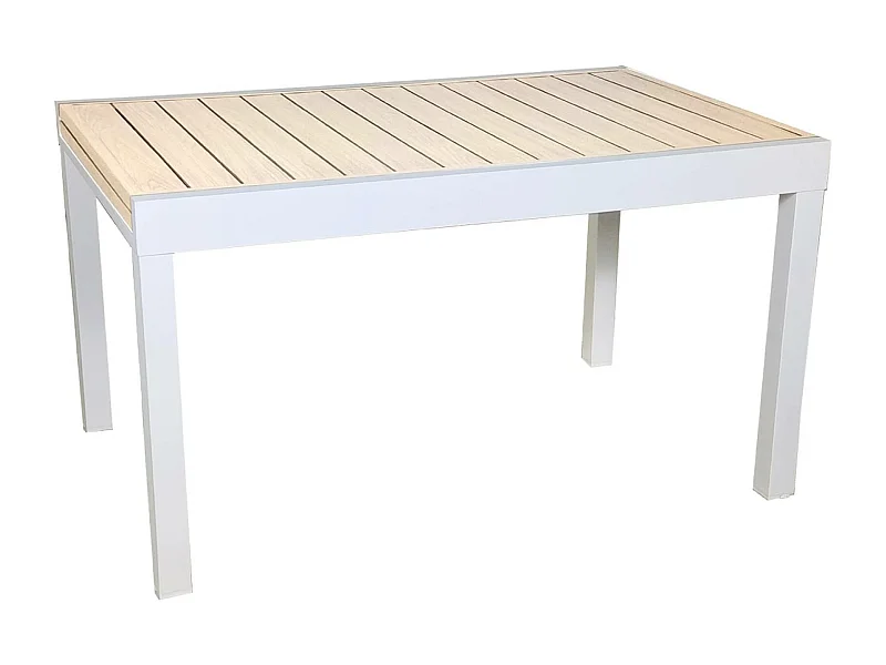 Table de jardin ELORA extensible aluminium blanc. 8 places. 135 / 270 x 90 x 75 cm