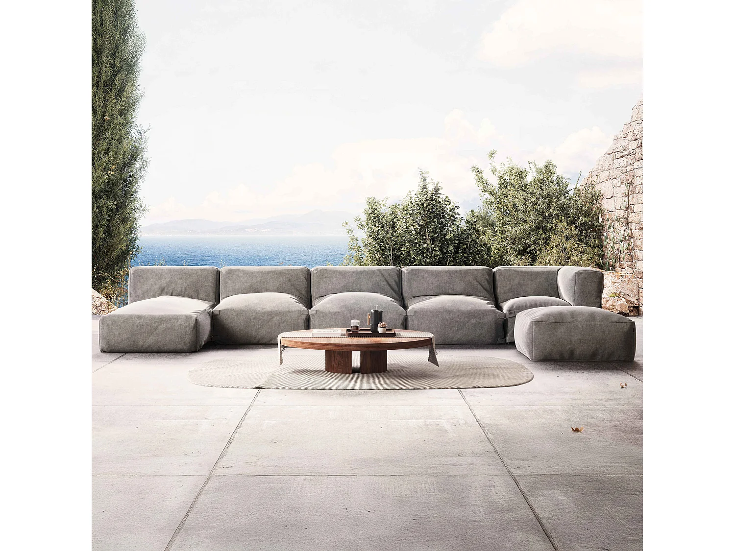 Salon de jardin modulable 6 places gris - Mixi