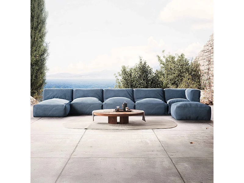 Salon de jardin modulable 6 places bleu pacific - Mixi
