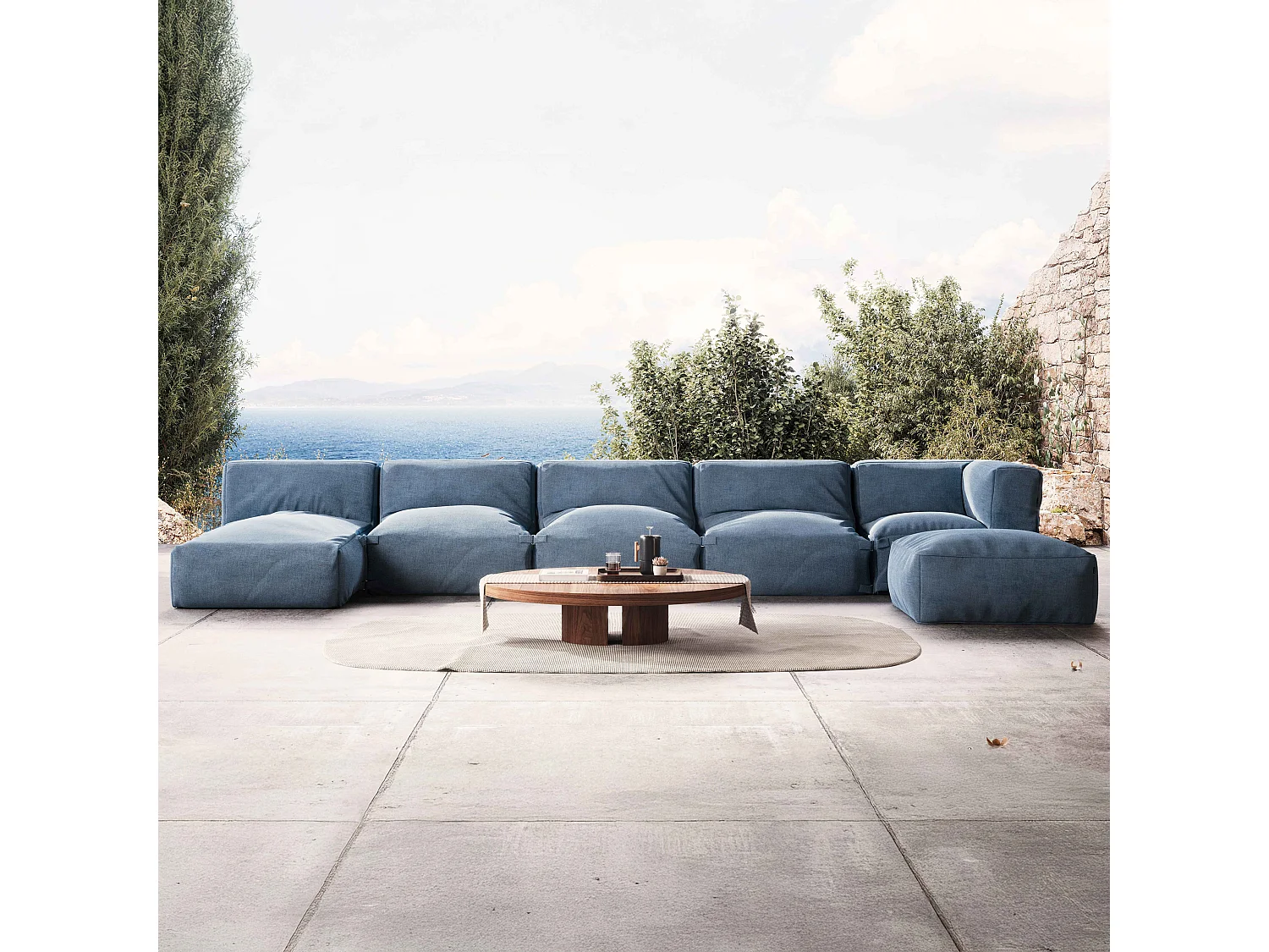 Salon de jardin modulable 6 places bleu pacific - Mixi