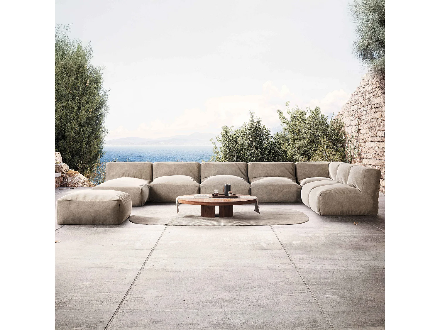 Salon de jardin modulable 8 places beige - Mixi