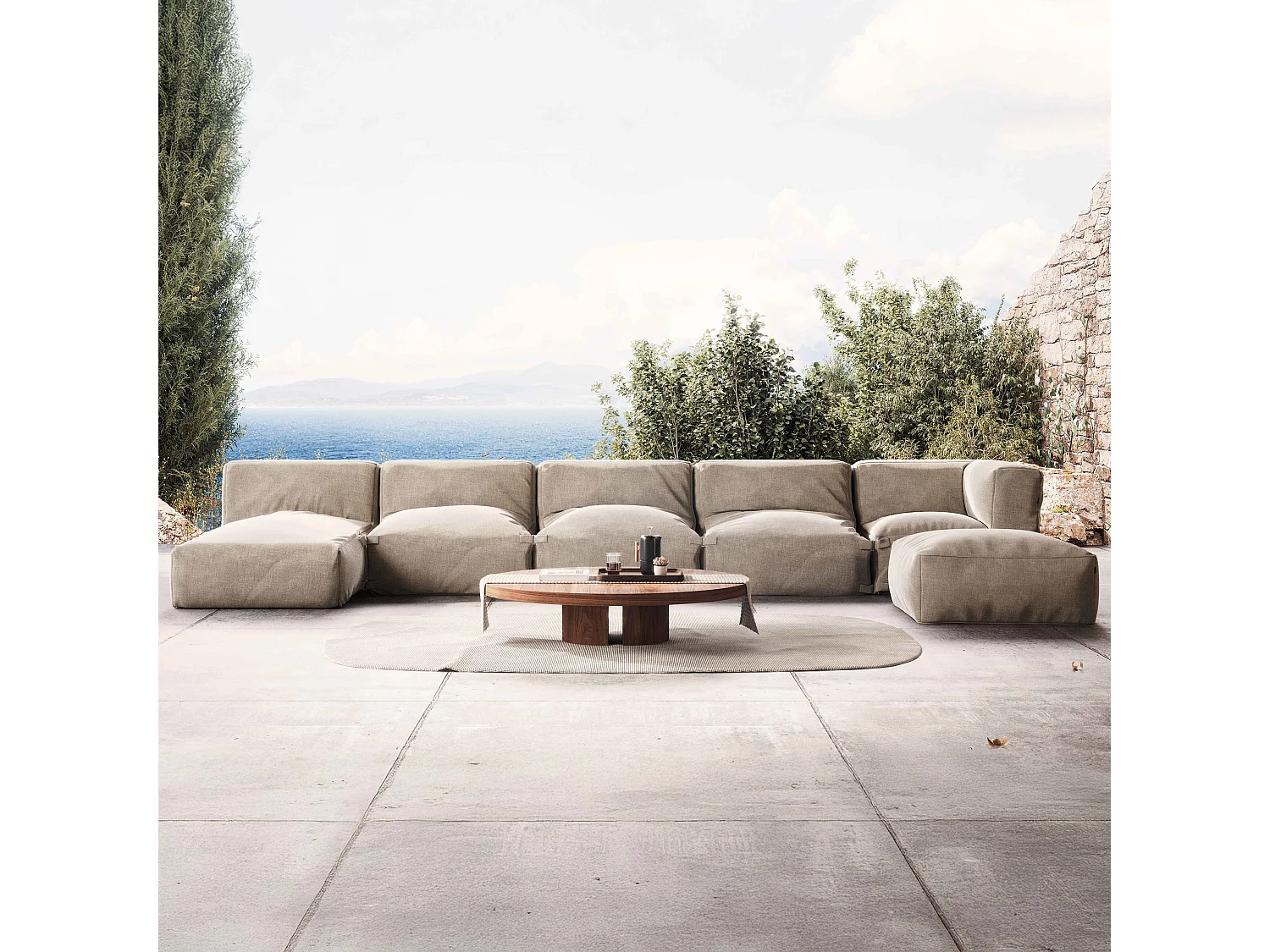Salon de jardin modulable 6 places beige - Mixi