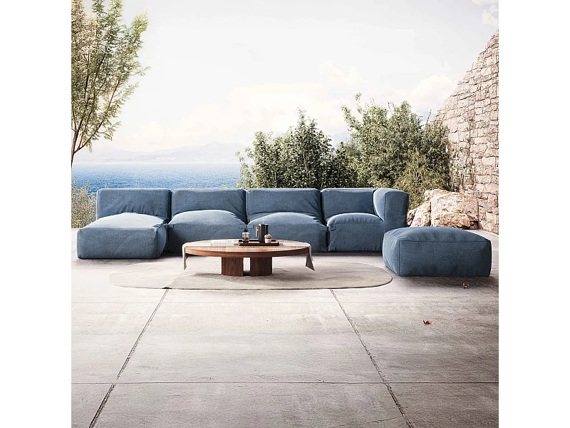 Salon de jardin modulable 5 places bleu pacific - Mixi