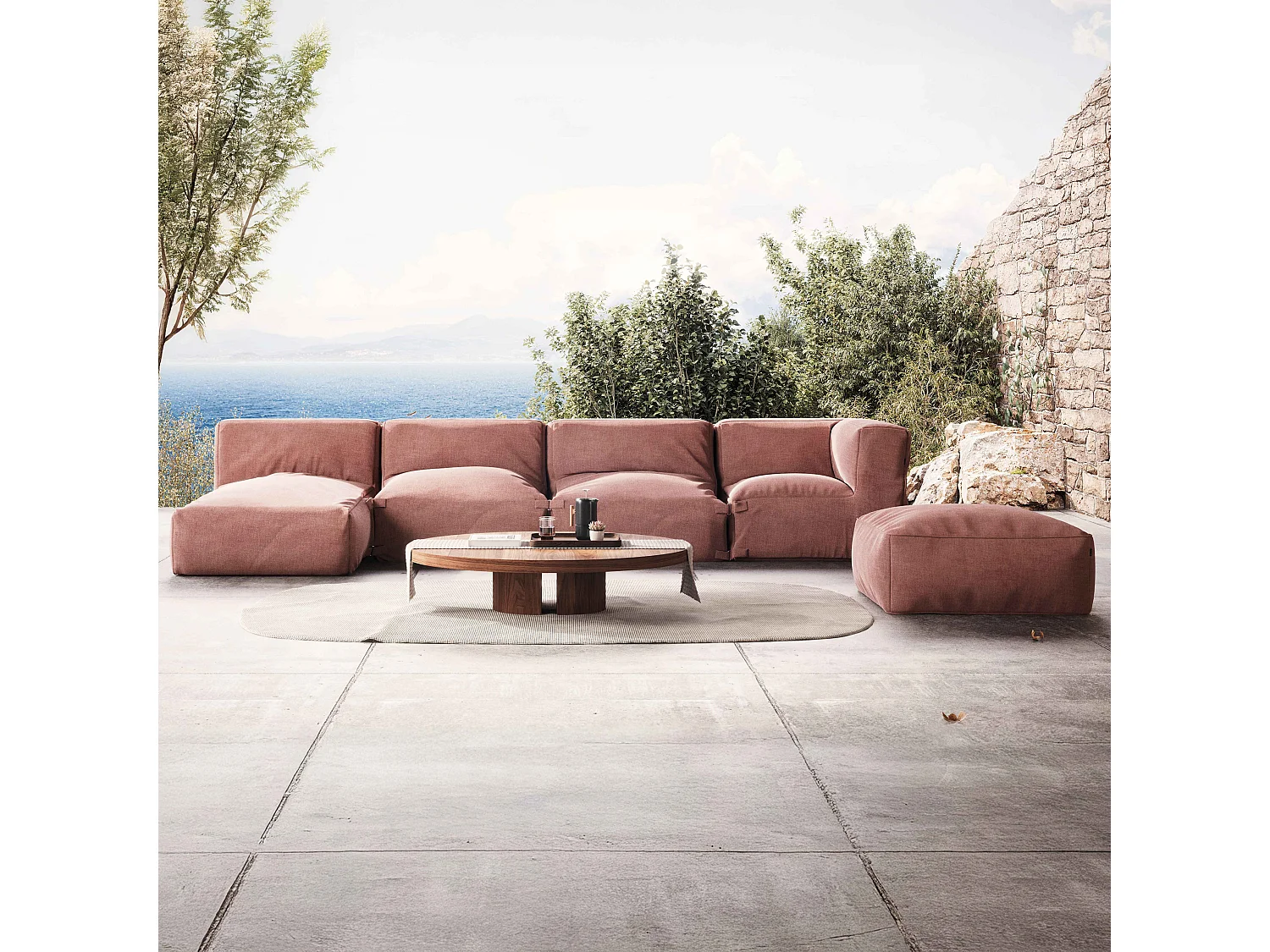 Modulaire tuinset 5 zitplaatsen terracotta