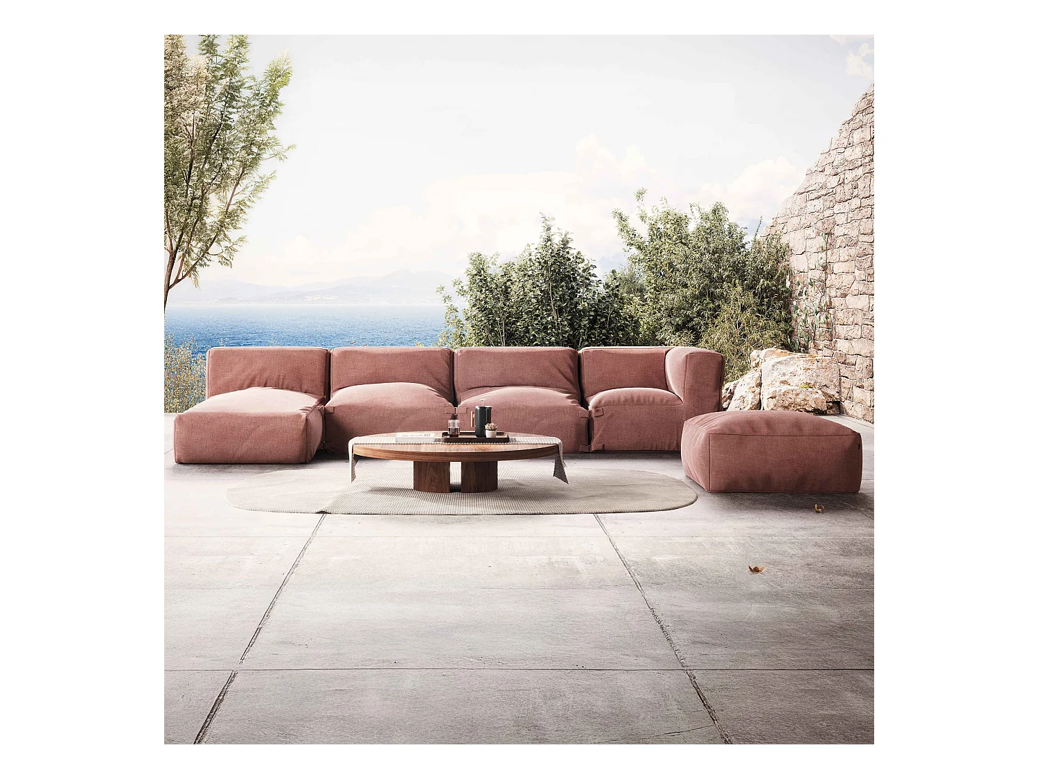Salon de jardin modulable 5 places terracotta - Mixi