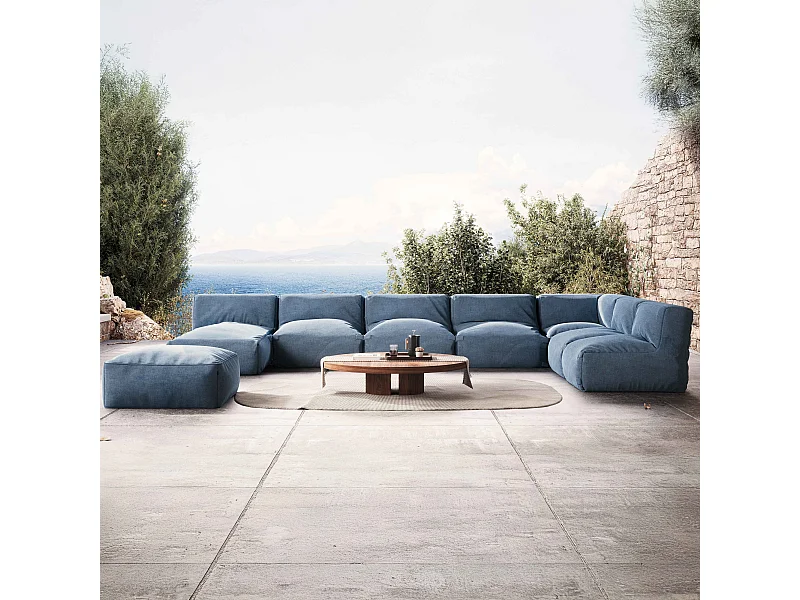 Salon de jardin modulable 8 places bleu pacific - Mixi