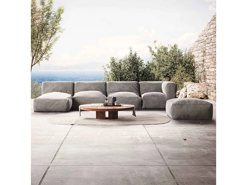 Salon de jardin modulable 5 places gris - Mixi