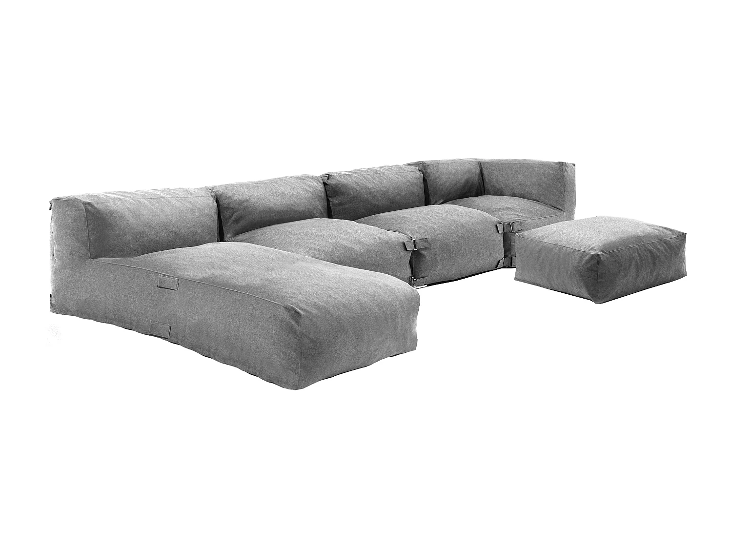 Salon de jardin modulable 5 places gris - Mixi