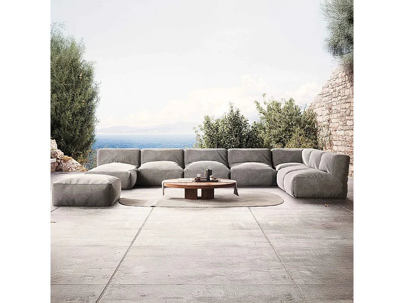 Salon de jardin modulable 8 places gris - Mixi