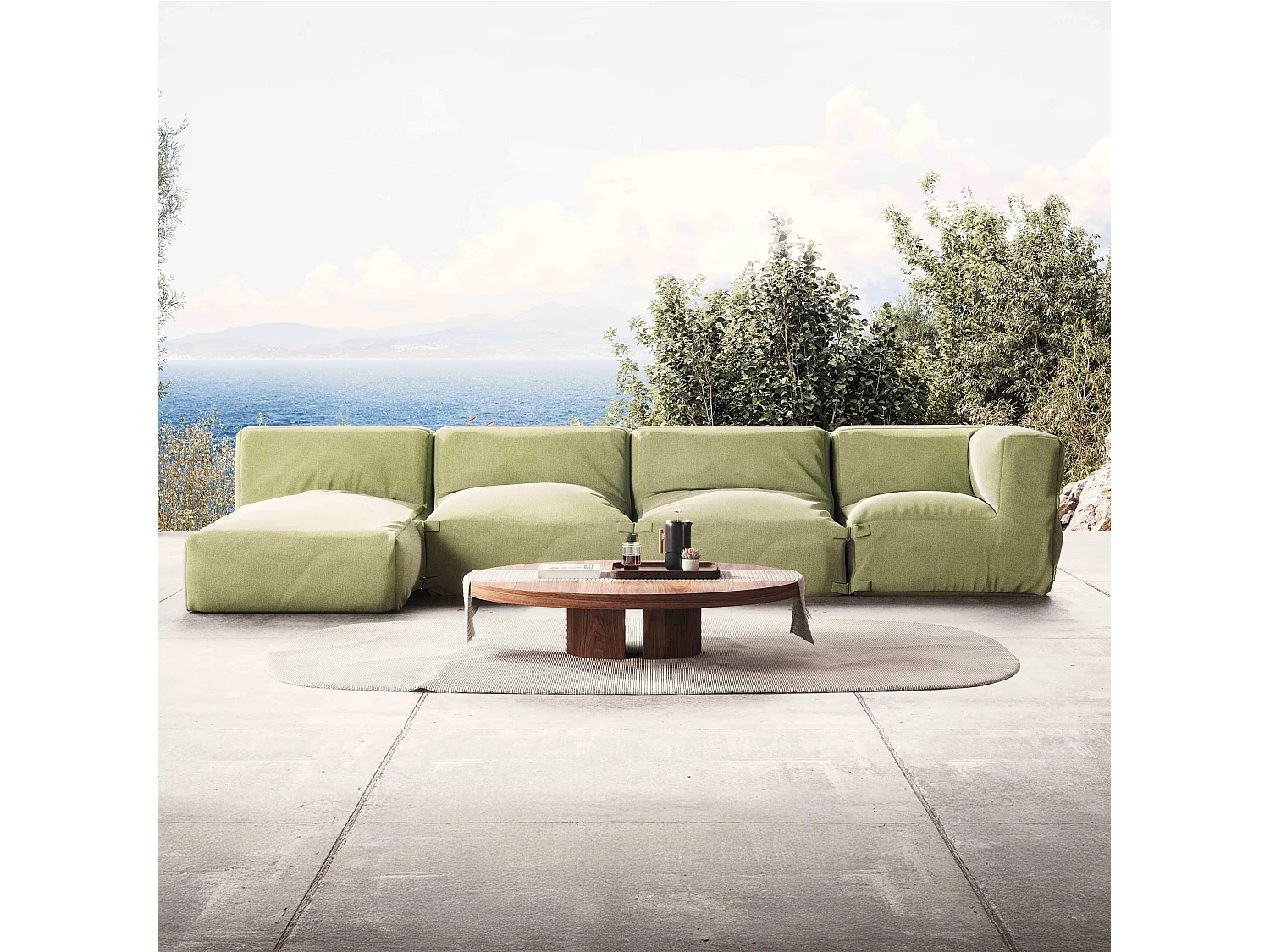 Salon de jardin modulable 4 places vert cactus - Mixi