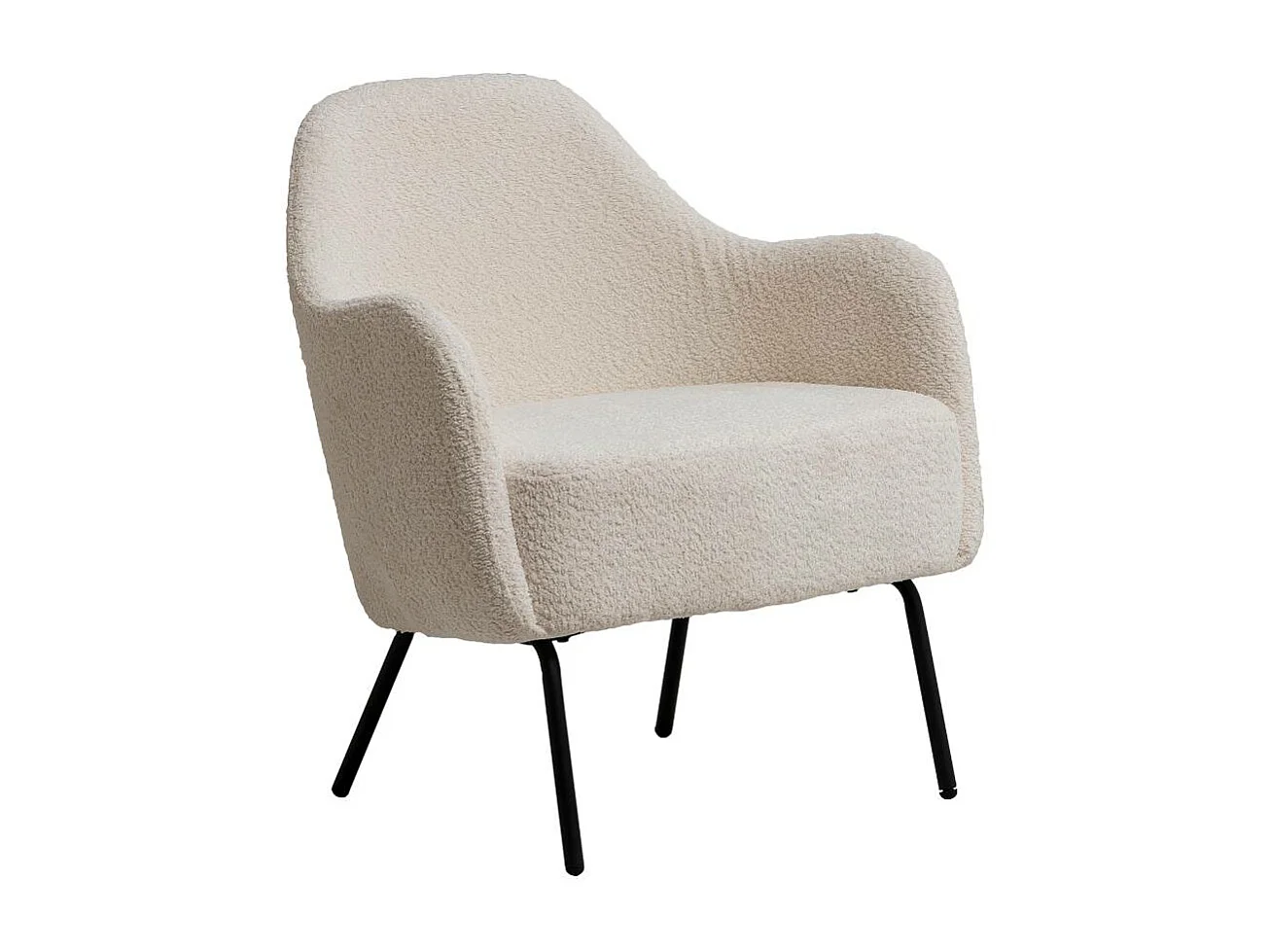 Sillón confortable de tela bouclé blanco con almacenamiento Kanoa