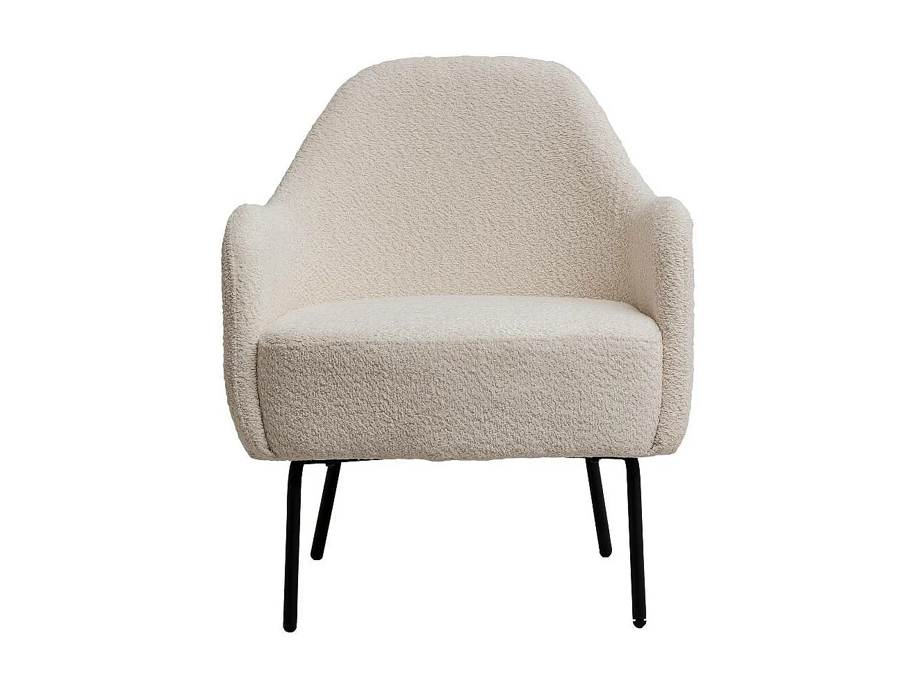 Sillón confortable de tela bouclé blanco con almacenamiento Kanoa