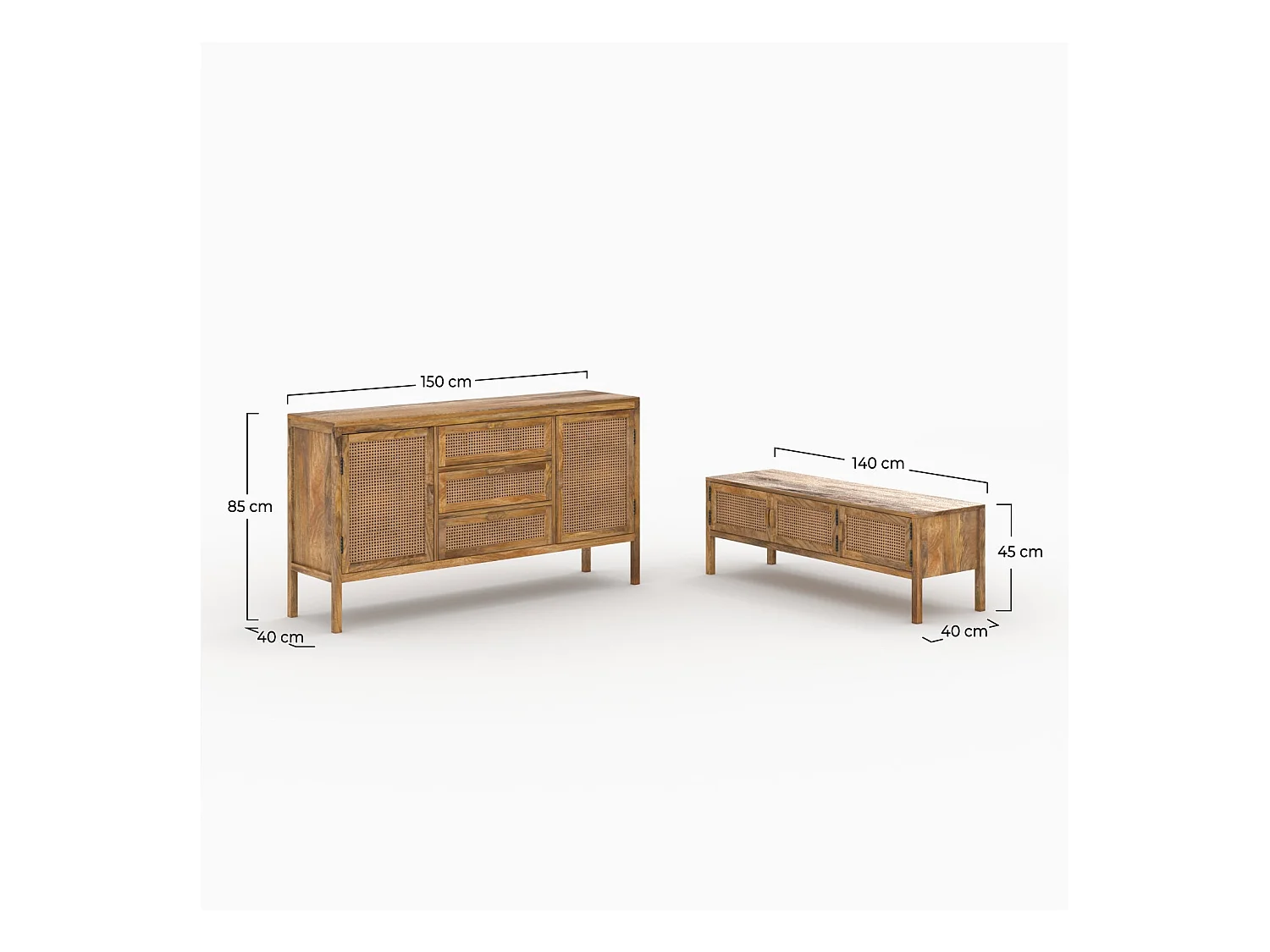 Ensemble buffet et meuble TV en bois - Tiki