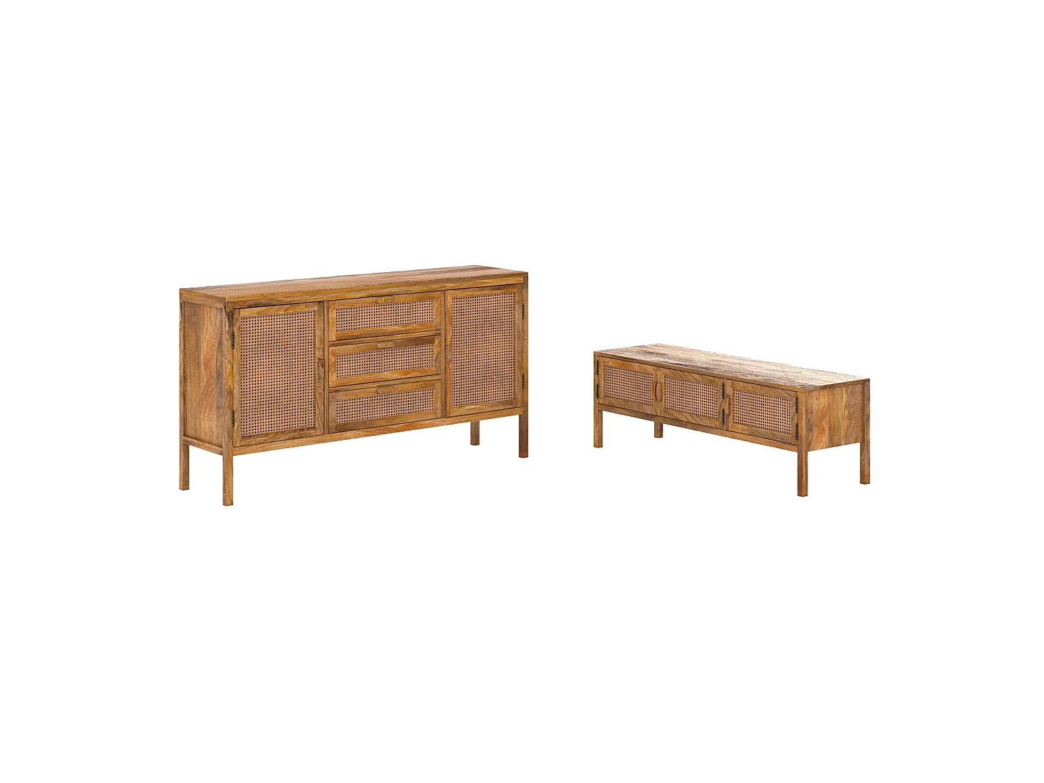 Ensemble buffet et meuble TV en bois - Tiki