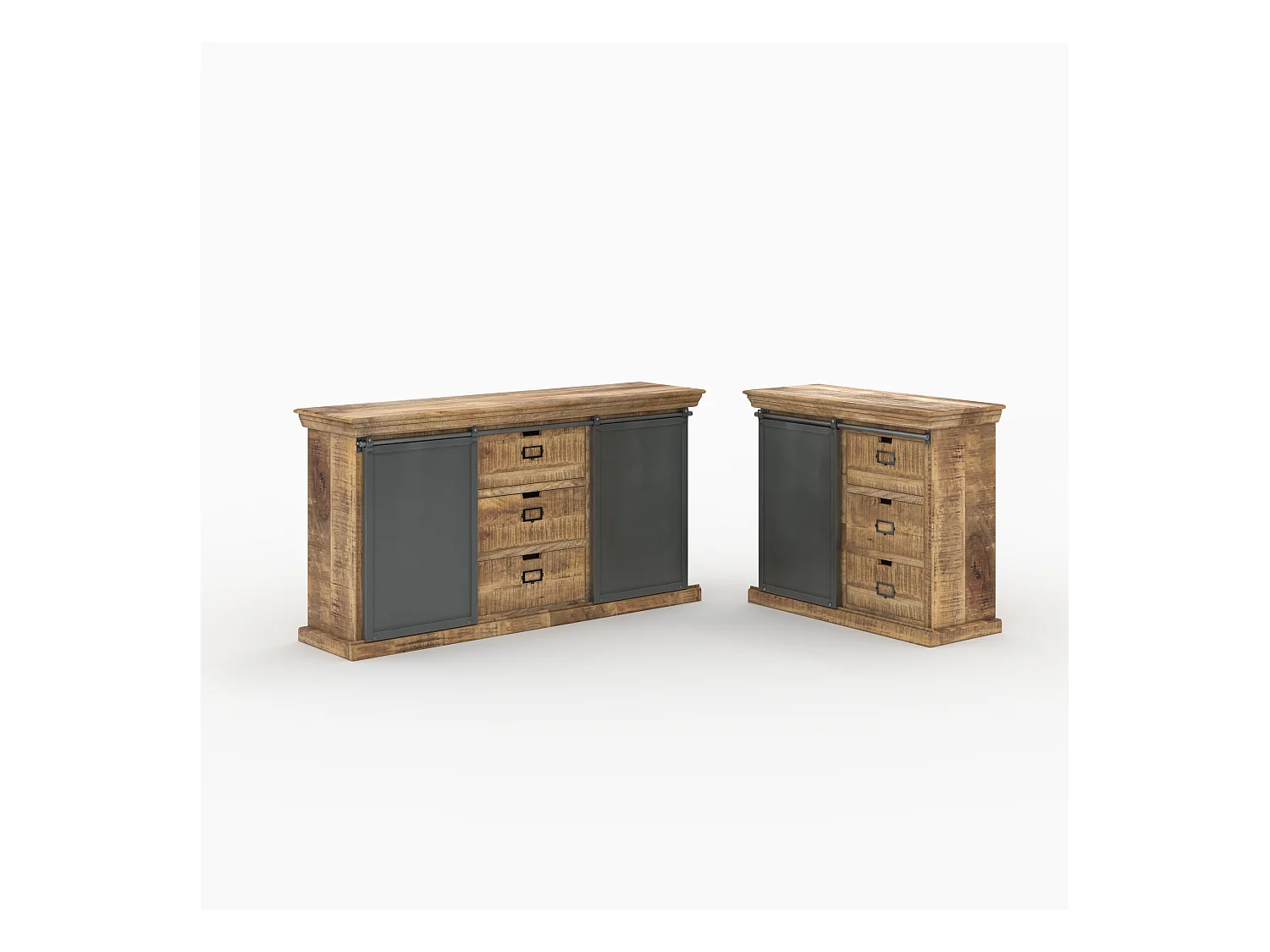 Ensemble 2 buffets moyen et petit en bois de manguier - Tabuk