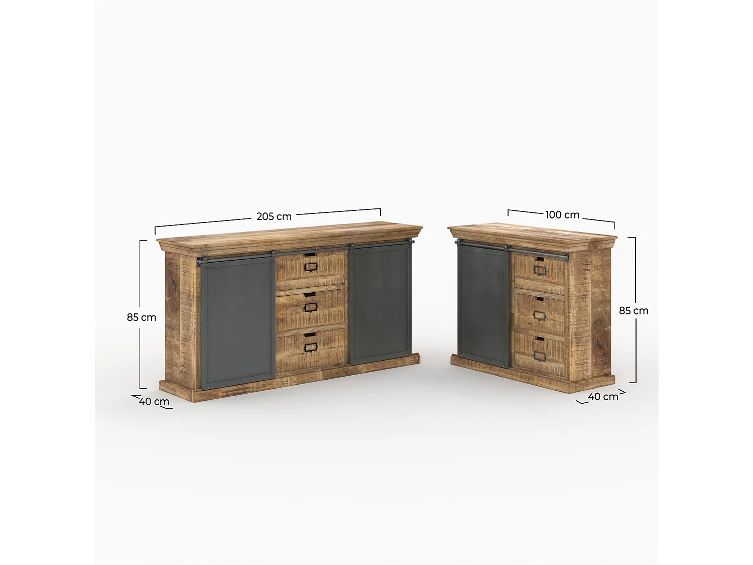 Due buffet in legno di mango, uno medio e uno piccolo - Tabuk