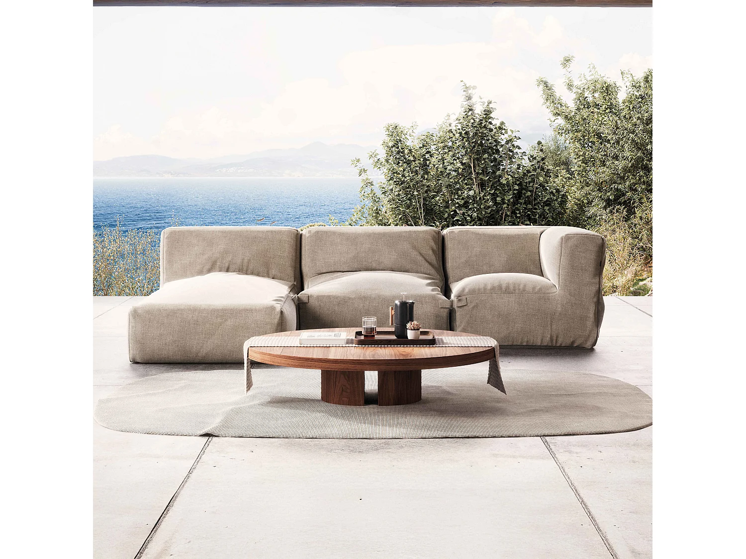 Salon de jardin modulable 3 places beige - Mixi