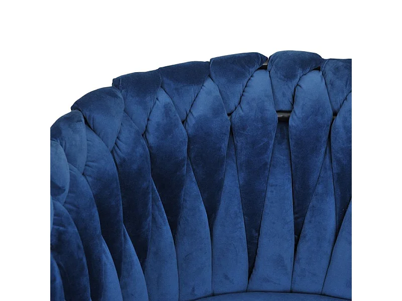 Lot de 2 chaises en velours tressé doux bleu nuit pieds métal - BOWI 2