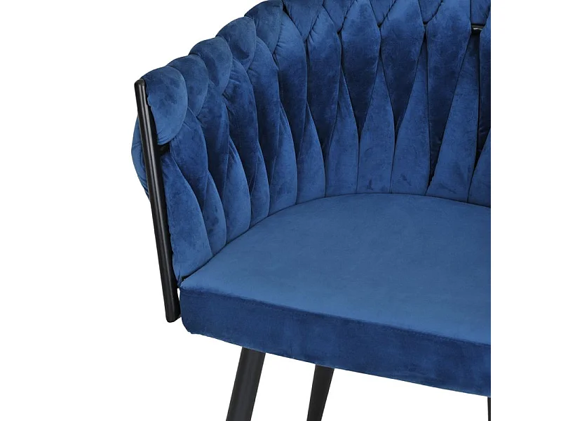 Lot de 2 chaises en velours tressé doux bleu nuit pieds métal - BOWI 2