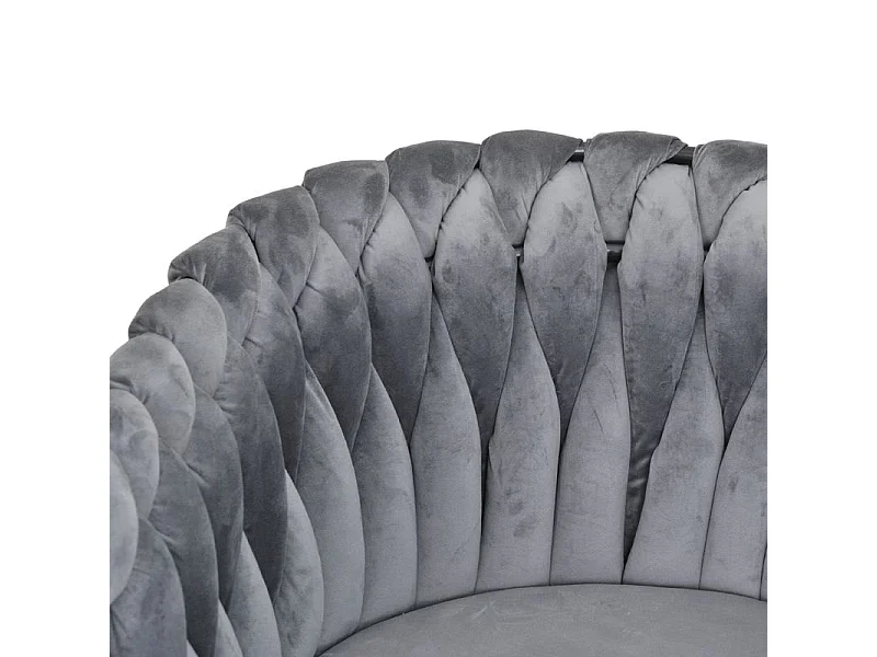 Lot de 2 chaises velours tressé gris anthracite pieds métal - BOWI 2